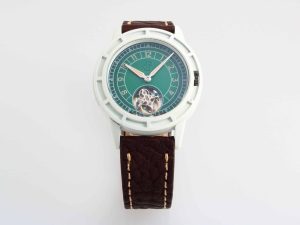 Lot #HB10-26 – Pierre Gaston Automatic Tourbillon Watch Green Dial White Cerakote Case Pierre Gaston Pierre Gaston Tourbillon Watch