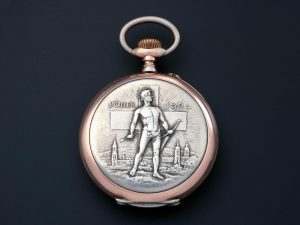 Lot #HB10-40 – George Sandoz LeCoultre Award Pocket Watch Georges-Jules Sandoz Archery