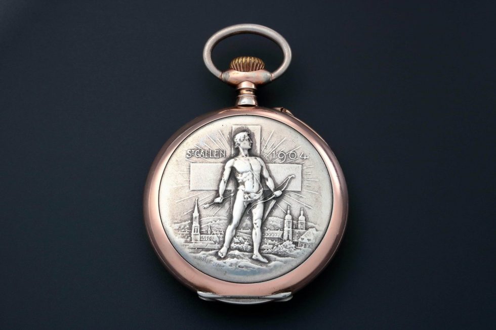 Lot #HB10-40 – George Sandoz LeCoultre Award Pocket Watch Georges-Jules Sandoz Archery