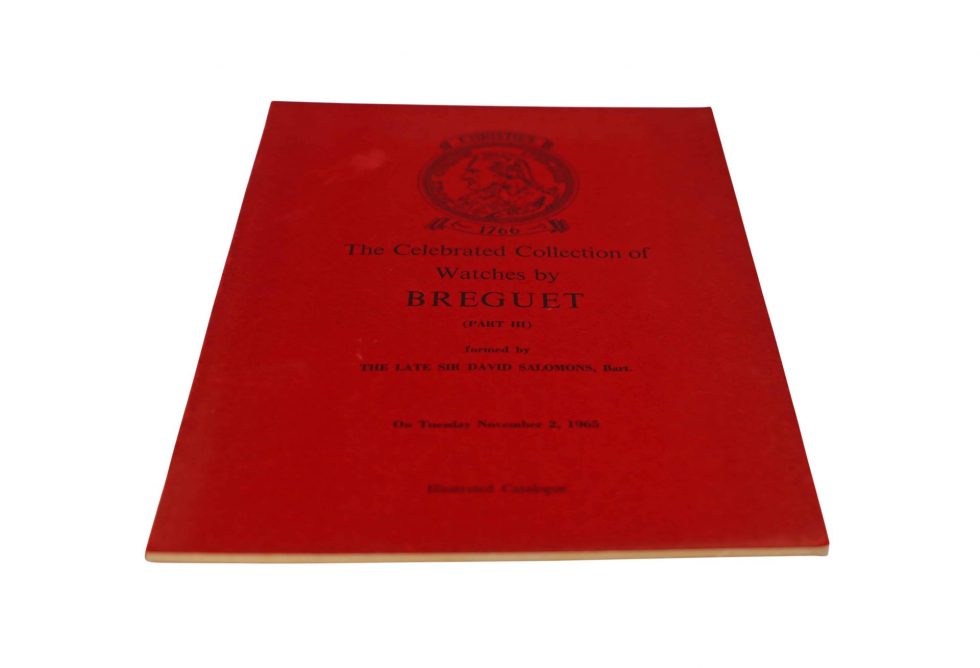 Lot #HB10-6 – Breguet Christie’s Catalog III Sir David Lionel Salomons Collection Rare Breguet Breguet Book