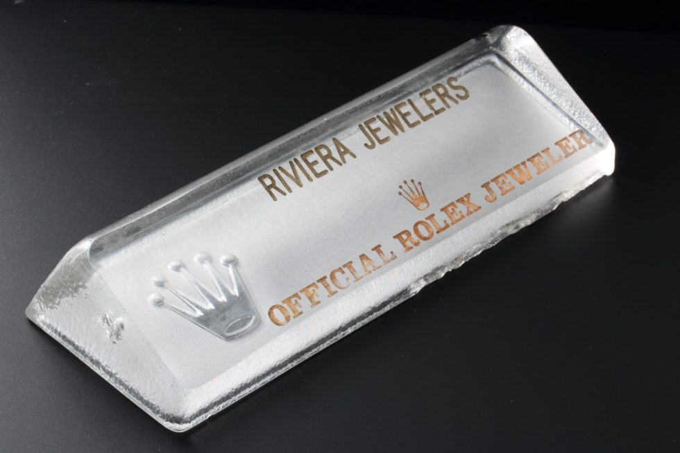 Lot #HB13-30 – Rolex Desk Name Plate Crystal Authorized Dealer Display Plaque Rarities Vintage Rolex Displays