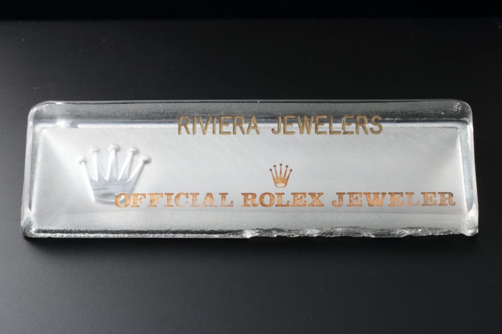 Lot #HB13-30 – Rolex Desk Name Plate Crystal Authorized Dealer Display Plaque Rarities Vintage Rolex Displays