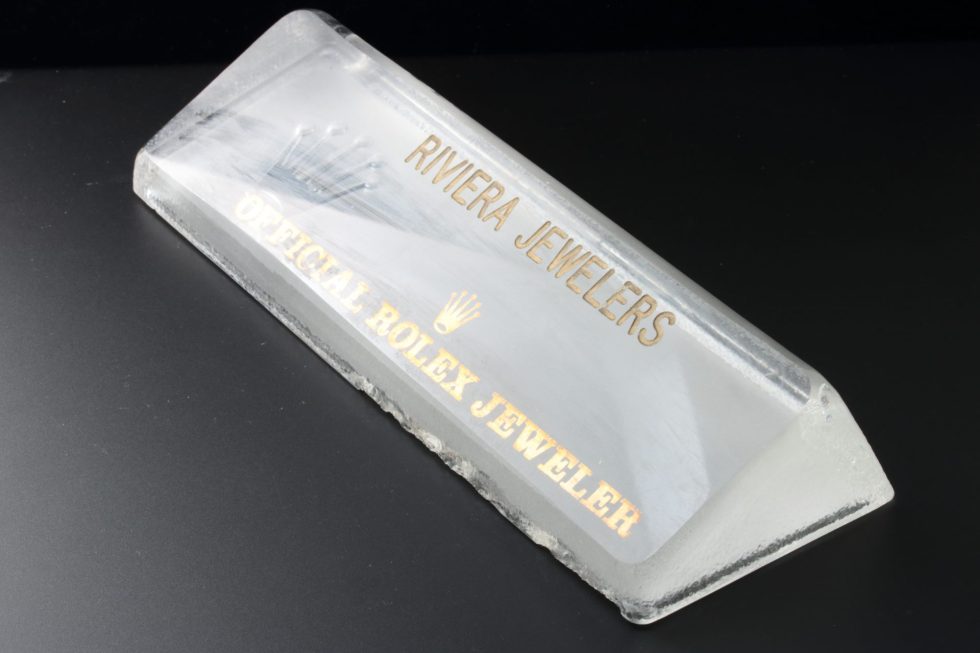 Lot #HB13-30 – Rolex Desk Name Plate Crystal Authorized Dealer Display Plaque Rarities Vintage Rolex Displays