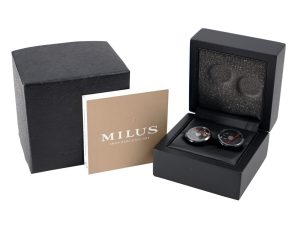 Lot #HB18-14 – Milus Rotating Watch Rotor Cufflinks Black PVD NIB Accessories Milus Cufflinks