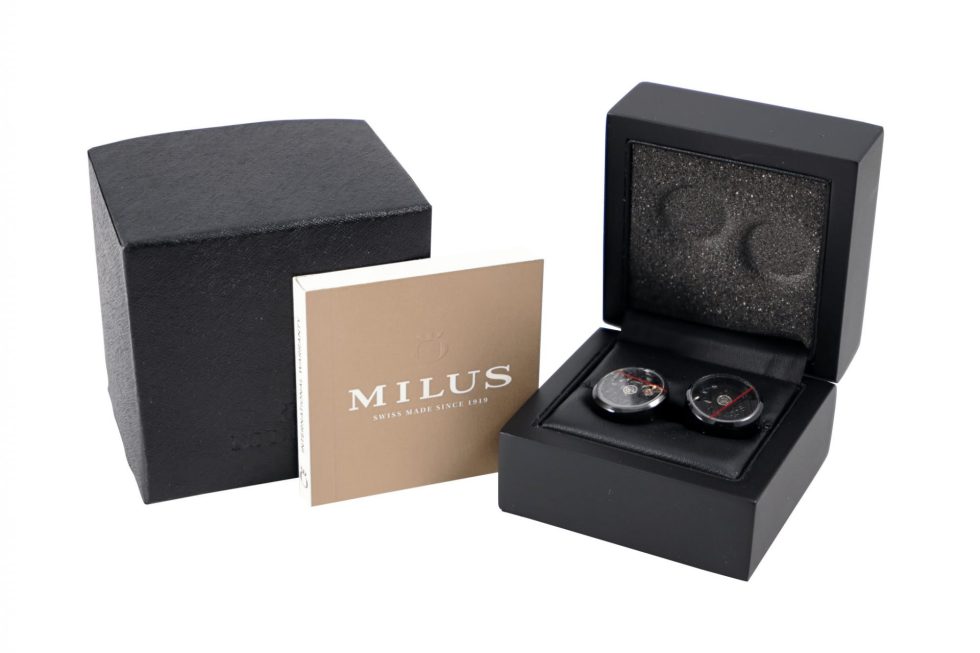 Lot #HB18-14 – Milus Rotating Watch Rotor Cufflinks Black PVD NIB Accessories Milus Cufflinks